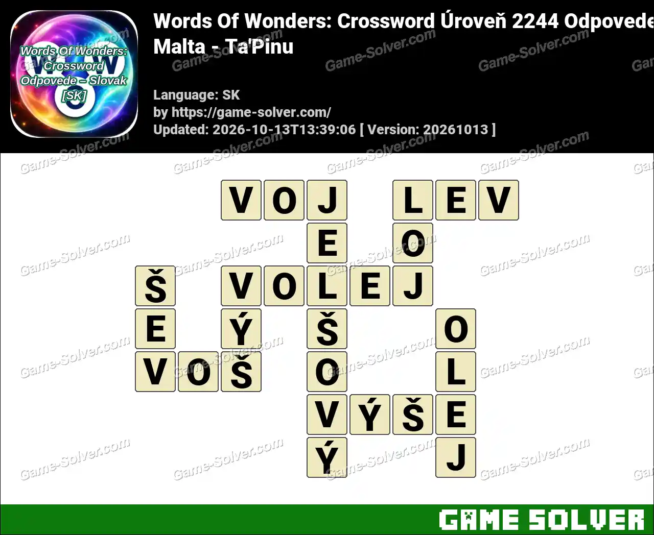 Words Of Wonders: Crossword Úroveň 2244 Odpovede – Malta – Ta’Pinu